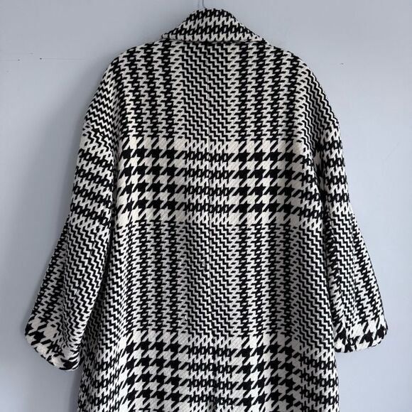 Zara Oversized Plaid Houndstooth Coat Longline 8083/114/070 M Blogger Favorite - Picture 10 of 16